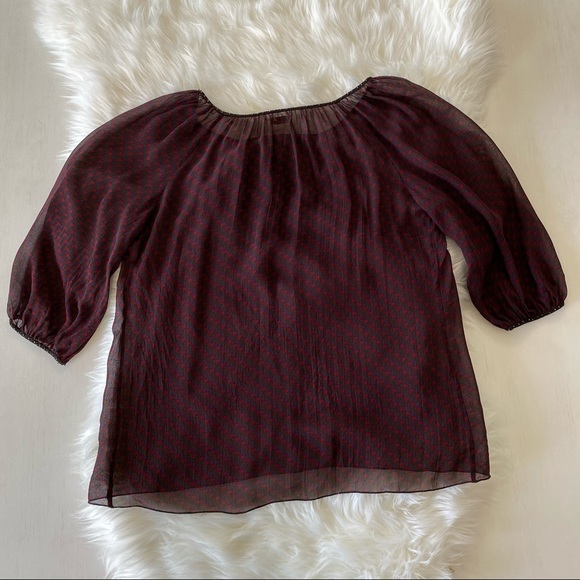 Leon Max Sheer Blouse Burgundy Medium w/ Camisole - Picture 10 of 13